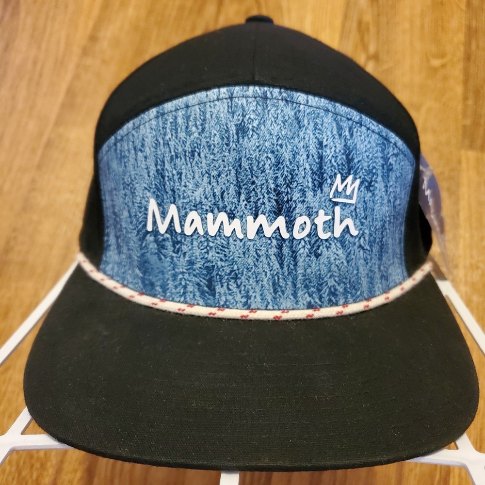 Mammoth Mountain Hat Cap Men Strapback Black Blue 7 Panel Rope New